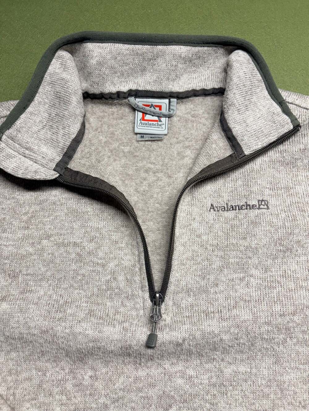 Avalanche Men's 1/4 Zip Sweater Knit Fleece Pullover medium gray mock neck
